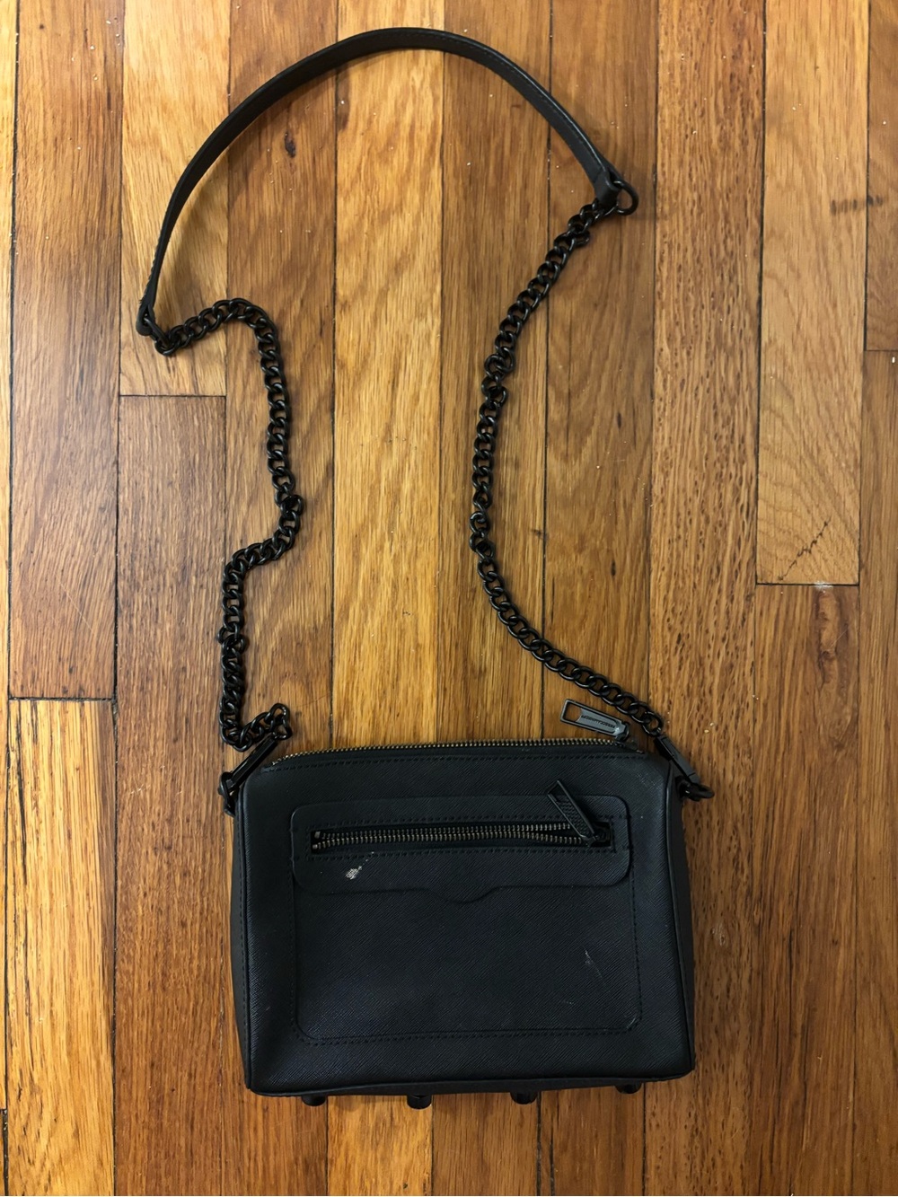 Rebecca Minkoff Compact Black Crossbody Bag with Chain Strap